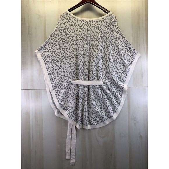 C womens 100% Cotton Gray Ivory Knit V Neck Wrap Shawl Pullover Size XL NWT-7646 - Picture 5 of 5